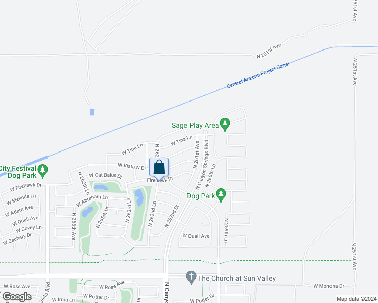 map of restaurants, bars, coffee shops, grocery stores, and more near 26147 West Via Del Sol Drive in Buckeye