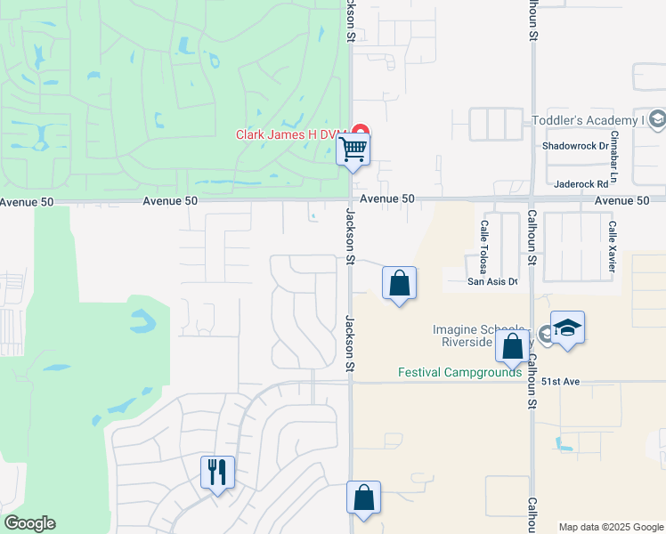 map of restaurants, bars, coffee shops, grocery stores, and more near 50320 Jackson Street in Coachella