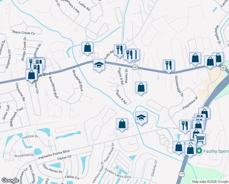 map of restaurants, bars, coffee shops, grocery stores, and more near 25 Earl Street in Myrtle Beach
