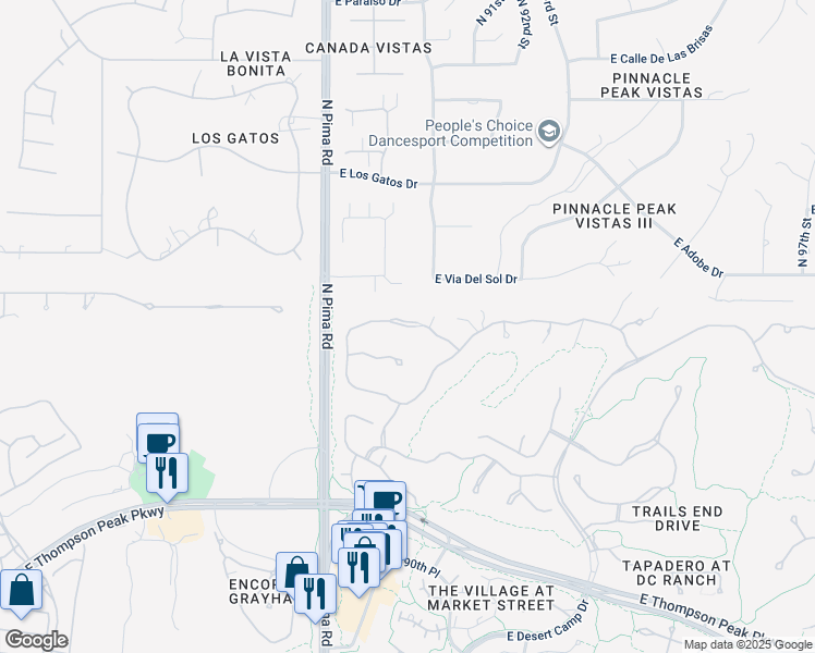 map of restaurants, bars, coffee shops, grocery stores, and more near Longhorn Trail in Scottsdale
