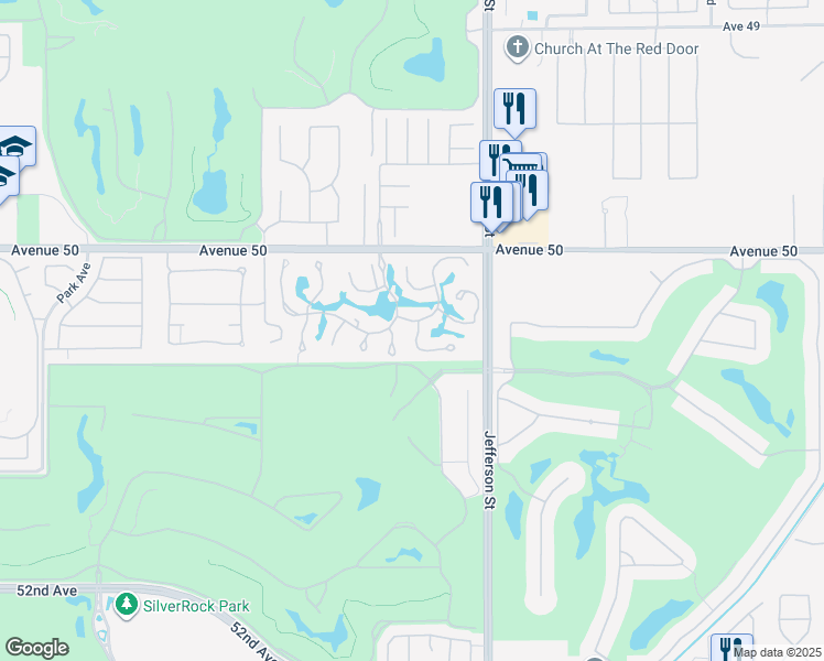 map of restaurants, bars, coffee shops, grocery stores, and more near 50265 Vía Amante in La Quinta