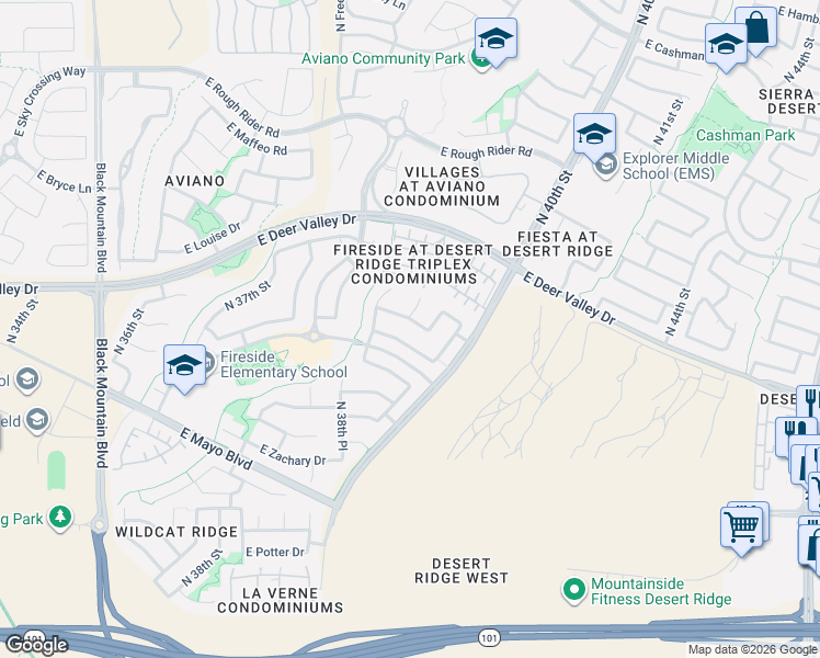 map of restaurants, bars, coffee shops, grocery stores, and more near 3924 East Half Hitch Place in Phoenix