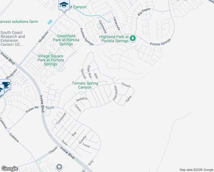 map of restaurants, bars, coffee shops, grocery stores, and more near 52 Harlow in Irvine