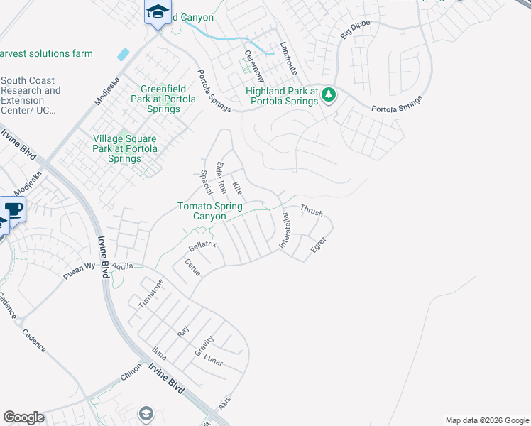 map of restaurants, bars, coffee shops, grocery stores, and more near 52 Harlow in Irvine
