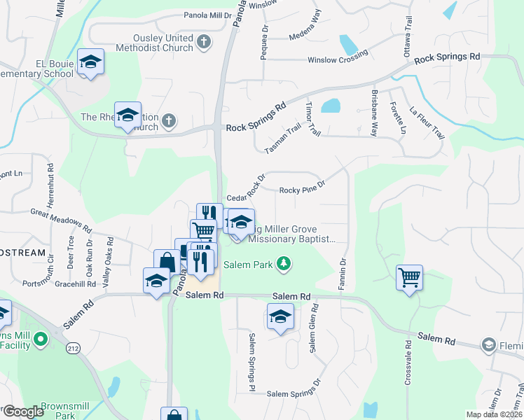 map of restaurants, bars, coffee shops, grocery stores, and more near 3423 Bleckley Drive in Stonecrest