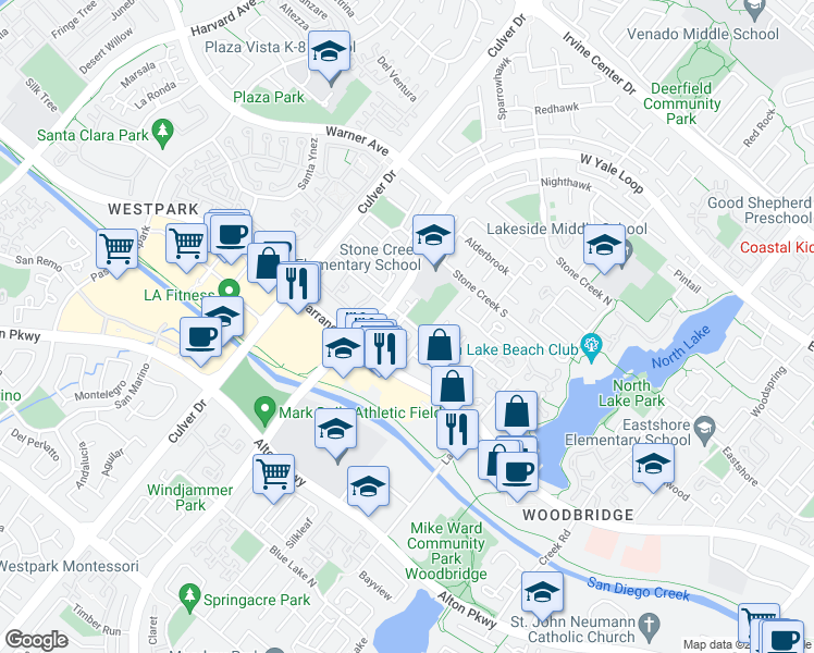 map of restaurants, bars, coffee shops, grocery stores, and more near 13 Sage in Irvine