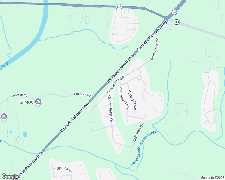 map of restaurants, bars, coffee shops, grocery stores, and more near 7193 Cavender Drive Southwest in Atlanta