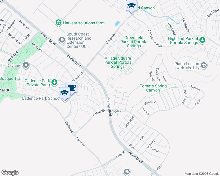 map of restaurants, bars, coffee shops, grocery stores, and more near 1026 Fountainhead in Irvine