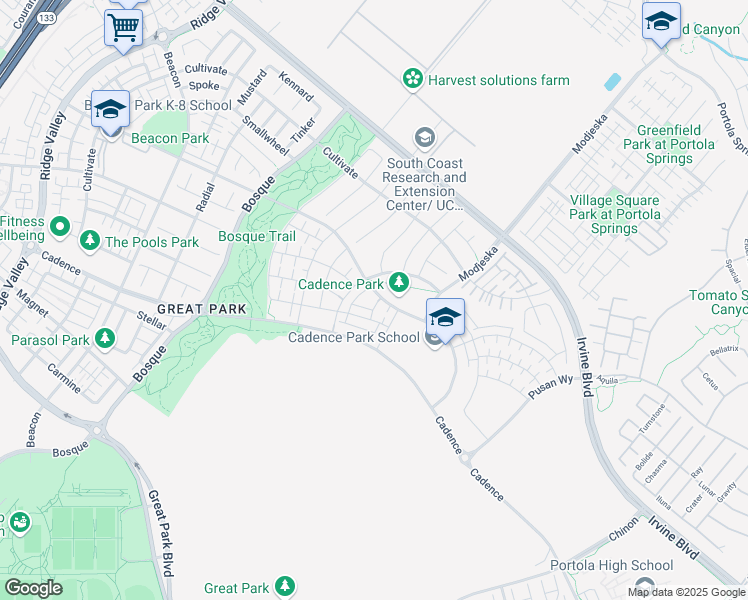 map of restaurants, bars, coffee shops, grocery stores, and more near 173 Scale in Irvine