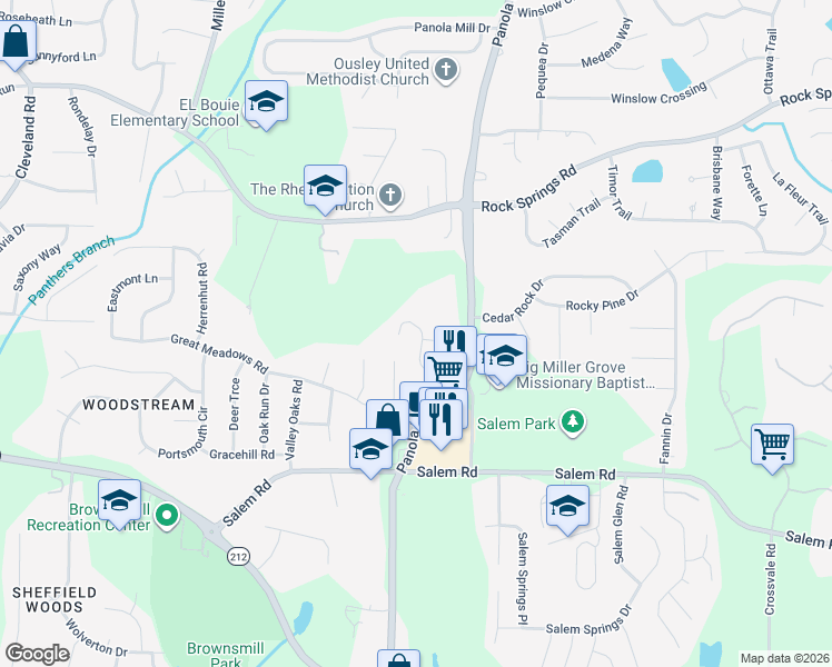 map of restaurants, bars, coffee shops, grocery stores, and more near 5151 Oaktree Trail in Stonecrest