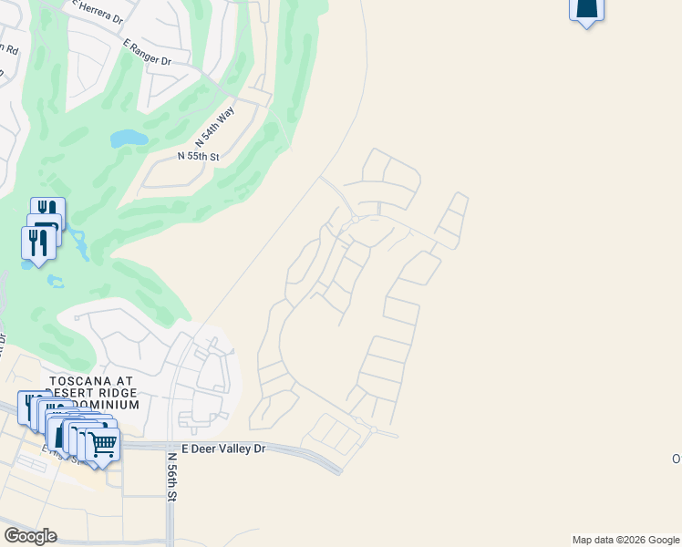 map of restaurants, bars, coffee shops, grocery stores, and more near North 56th Street in Phoenix
