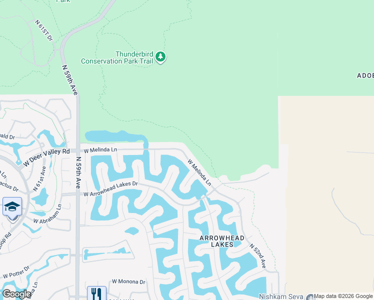map of restaurants, bars, coffee shops, grocery stores, and more near 5511 West Melinda Lane in Glendale