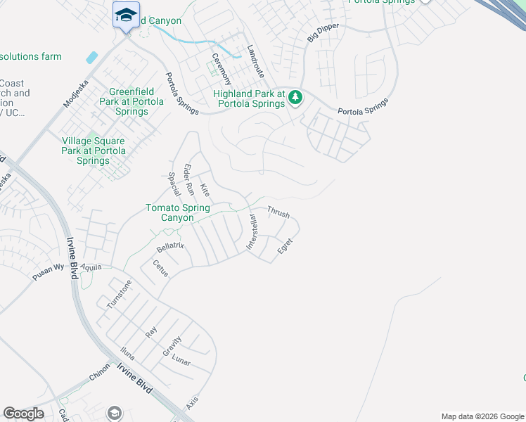map of restaurants, bars, coffee shops, grocery stores, and more near 53 Hornbill in Trabuco Canyon