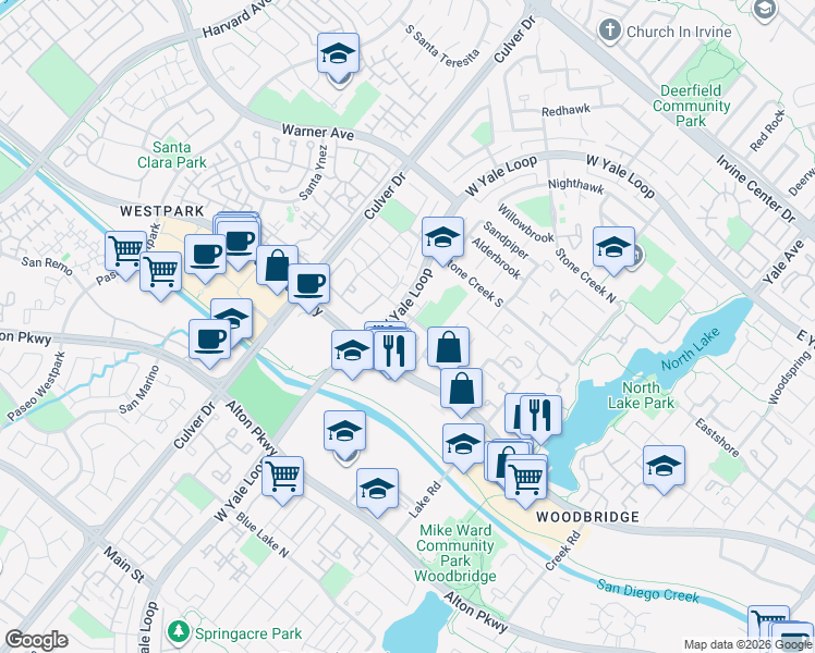 map of restaurants, bars, coffee shops, grocery stores, and more near 13 Sage in Irvine
