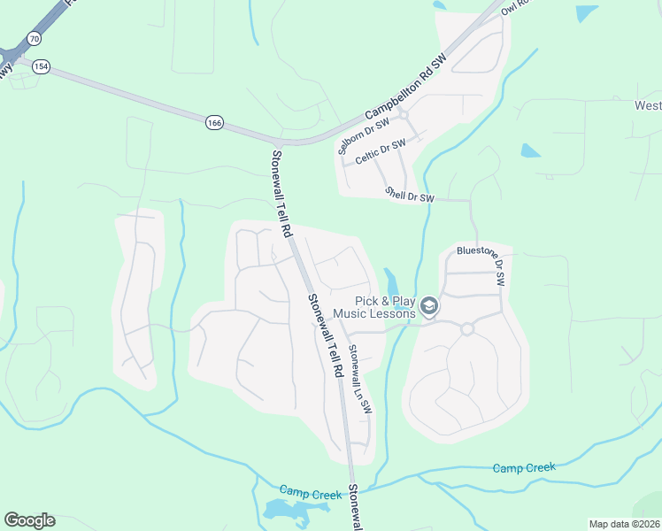 map of restaurants, bars, coffee shops, grocery stores, and more near 6431 Stonelake Place Southwest in Atlanta
