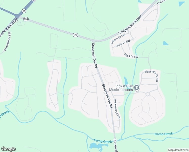 map of restaurants, bars, coffee shops, grocery stores, and more near 2812 Brookford Lane Southwest in Atlanta