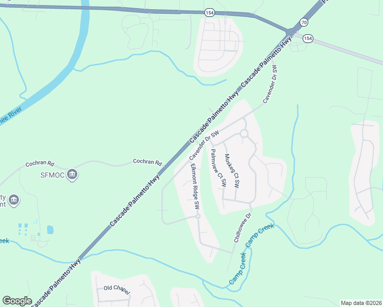 map of restaurants, bars, coffee shops, grocery stores, and more near 7186 Cavender Drive Southwest in Atlanta