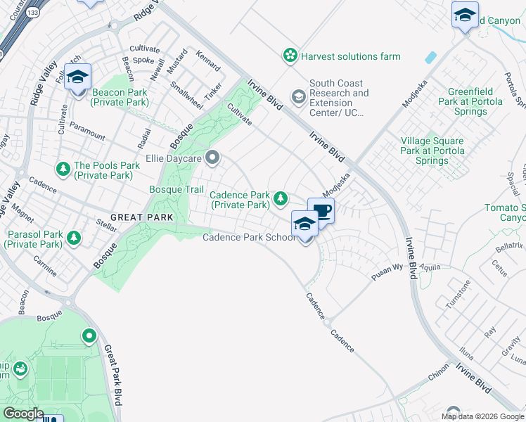 map of restaurants, bars, coffee shops, grocery stores, and more near 173 Scale in Irvine