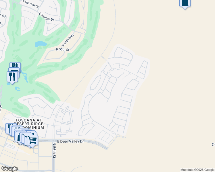 map of restaurants, bars, coffee shops, grocery stores, and more near North 56th Street in Phoenix