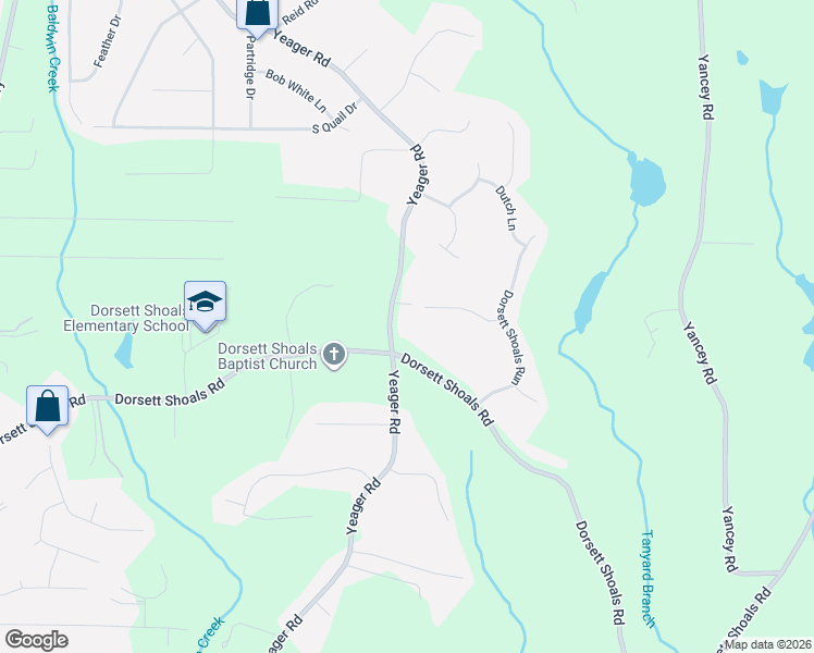map of restaurants, bars, coffee shops, grocery stores, and more near 4424 Yeager Road in Douglasville