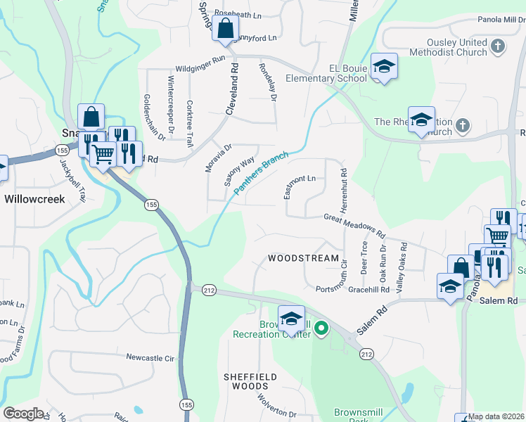 map of restaurants, bars, coffee shops, grocery stores, and more near 4876 Ardsley Drive in Stonecrest