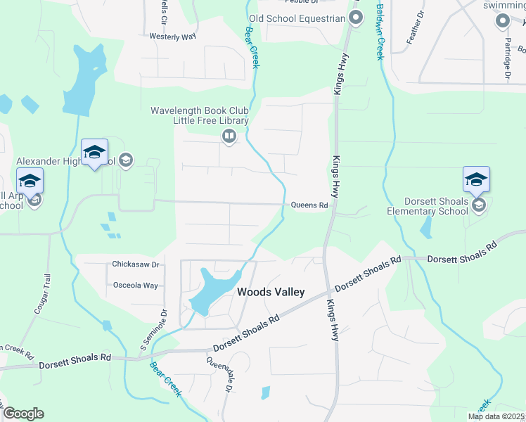 map of restaurants, bars, coffee shops, grocery stores, and more near 6235 Queens Road in Douglasville