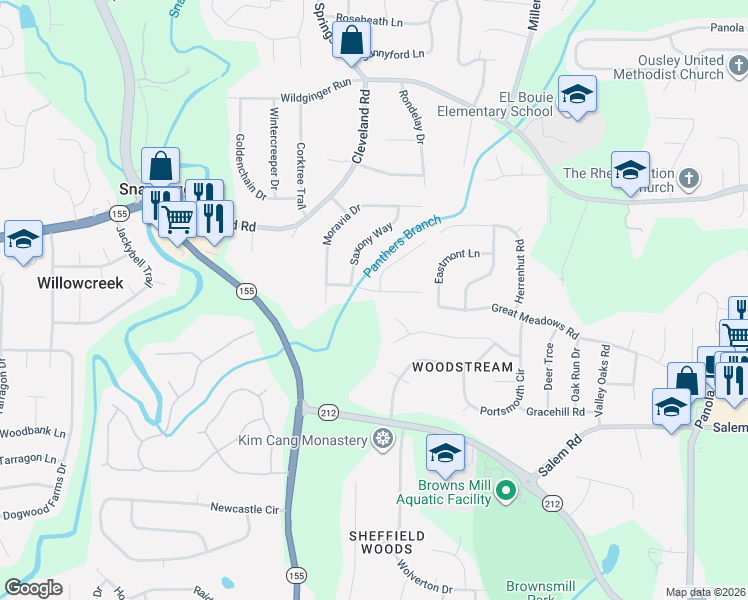 map of restaurants, bars, coffee shops, grocery stores, and more near 3422 Earlhan Court in Stonecrest
