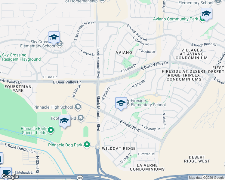 map of restaurants, bars, coffee shops, grocery stores, and more near 3604 East Salter Drive in Phoenix