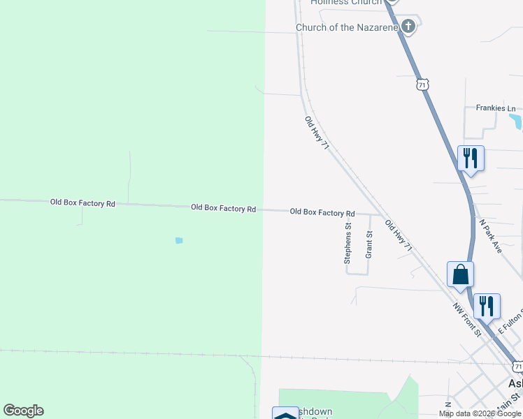map of restaurants, bars, coffee shops, grocery stores, and more near 1937 Northwest Front Street in Ashdown