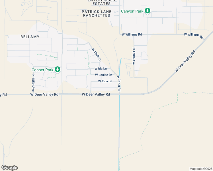map of restaurants, bars, coffee shops, grocery stores, and more near 17997 West Via Del Sol in Surprise