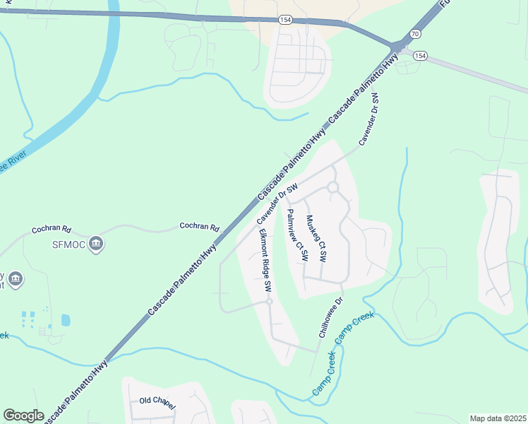 map of restaurants, bars, coffee shops, grocery stores, and more near 7190 Cavender Drive Southwest in Atlanta