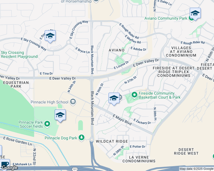 map of restaurants, bars, coffee shops, grocery stores, and more near 3610 East Half Hitch Place in Phoenix