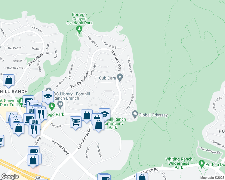 map of restaurants, bars, coffee shops, grocery stores, and more near 55 Chaumont Circle in Lake Forest