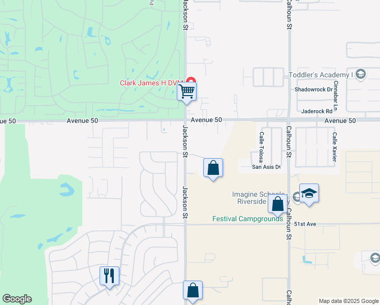 map of restaurants, bars, coffee shops, grocery stores, and more near 50320 Jackson Street in Coachella