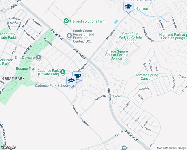map of restaurants, bars, coffee shops, grocery stores, and more near 217 Stage in Irvine