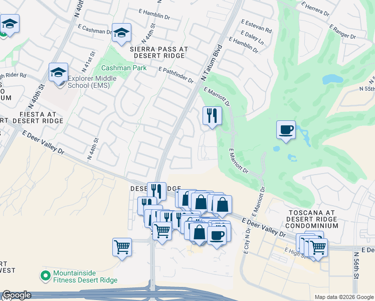 map of restaurants, bars, coffee shops, grocery stores, and more near 4823 East Melinda Lane in Phoenix