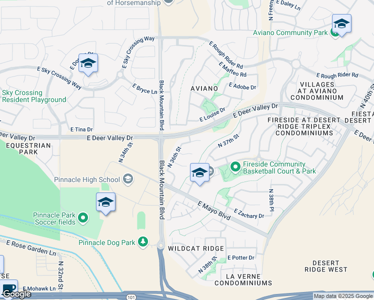 map of restaurants, bars, coffee shops, grocery stores, and more near 3610 East Half Hitch Place in Phoenix