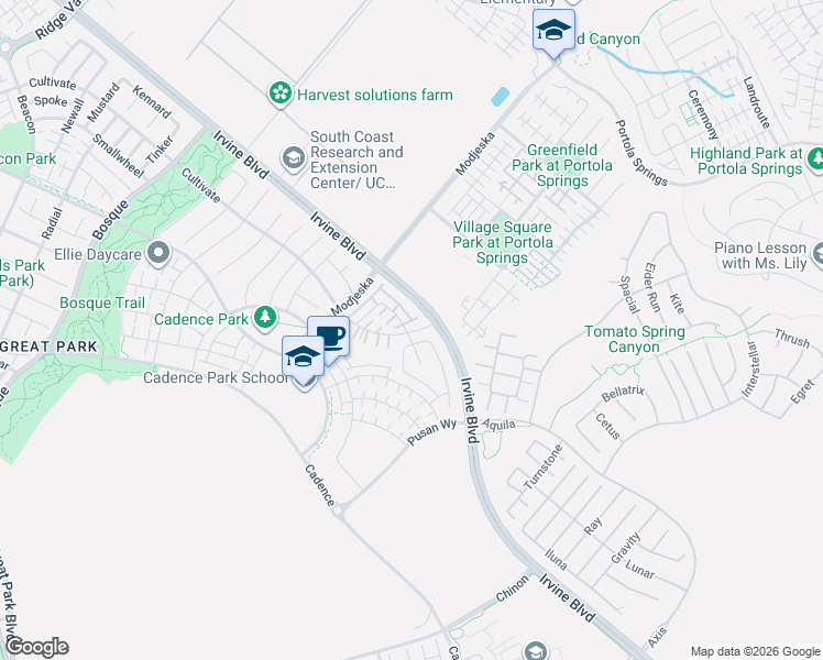 map of restaurants, bars, coffee shops, grocery stores, and more near 638 Cultivate in Irvine