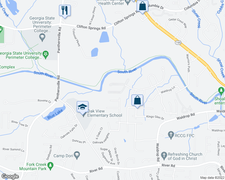 map of restaurants, bars, coffee shops, grocery stores, and more near 9203 Waldrop Place in Decatur