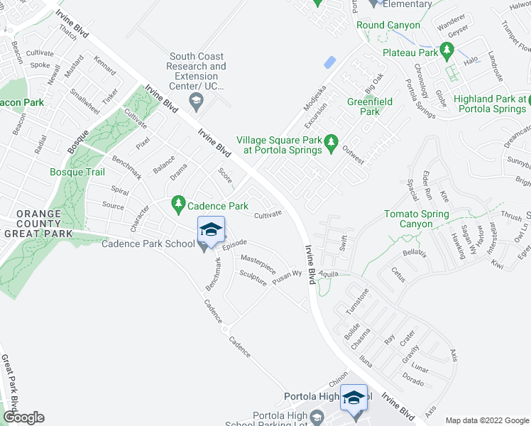 map of restaurants, bars, coffee shops, grocery stores, and more near 639 Cultivate in Irvine