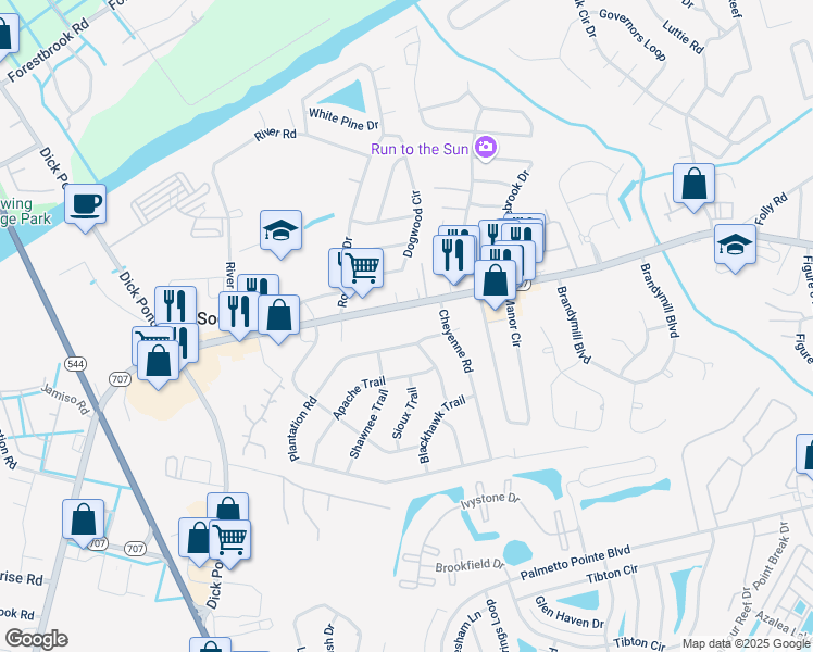 map of restaurants, bars, coffee shops, grocery stores, and more near 4620 Ann Street in Myrtle Beach