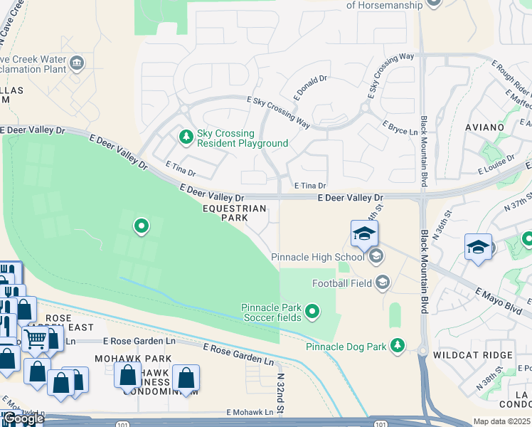 map of restaurants, bars, coffee shops, grocery stores, and more near 21707 North 31st Place in Phoenix