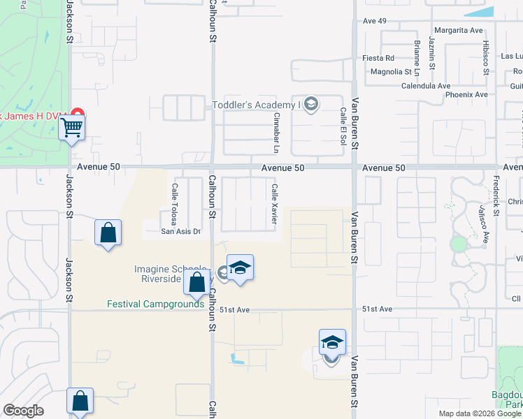map of restaurants, bars, coffee shops, grocery stores, and more near 50313 Camino Loreto in Coachella