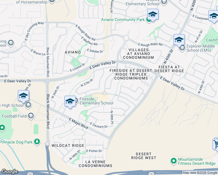 map of restaurants, bars, coffee shops, grocery stores, and more near 3814 East Ember Glow Way in Phoenix