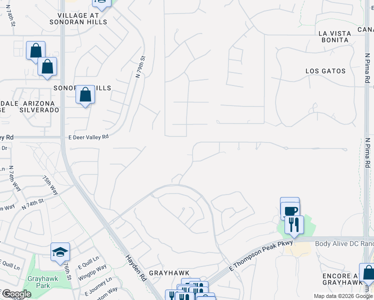 map of restaurants, bars, coffee shops, grocery stores, and more near 21796 North 81st Street in Scottsdale