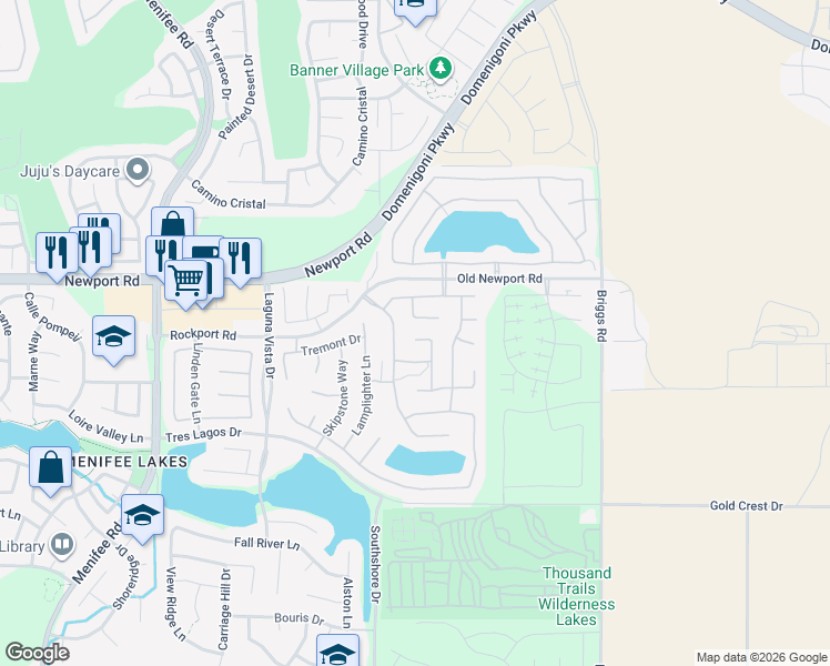 map of restaurants, bars, coffee shops, grocery stores, and more near 30100 Sutton Court in Menifee