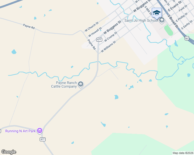 map of restaurants, bars, coffee shops, grocery stores, and more near 233 Farm to Market 677 in Saint Jo