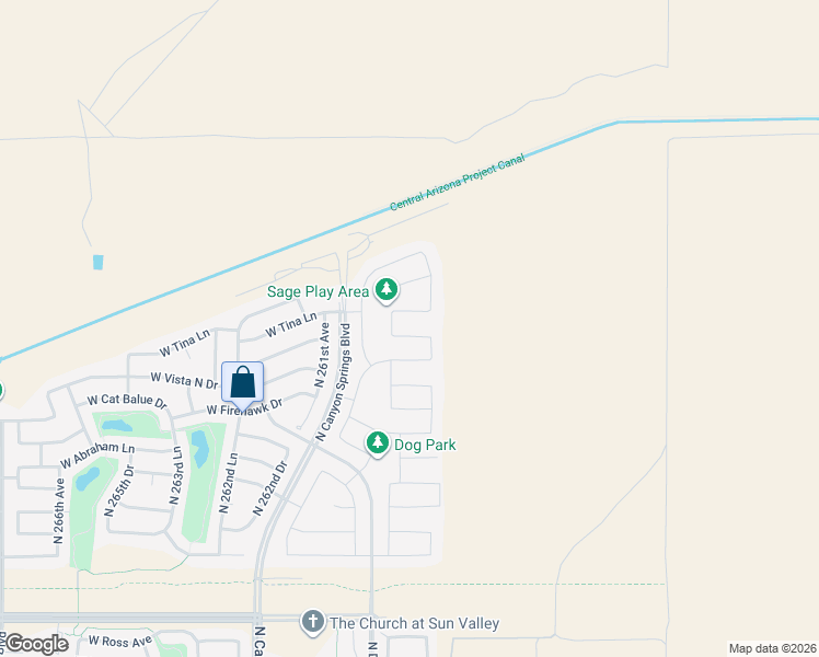 map of restaurants, bars, coffee shops, grocery stores, and more near 25944 Tina Lane in Buckeye