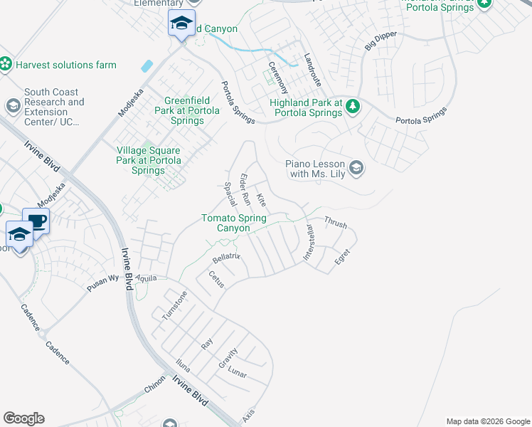 map of restaurants, bars, coffee shops, grocery stores, and more near 52 Kite in Irvine