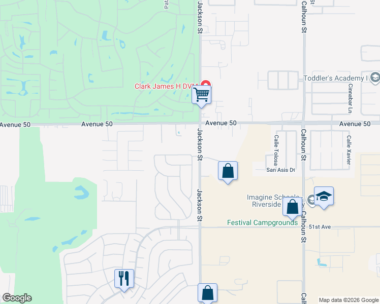map of restaurants, bars, coffee shops, grocery stores, and more near 82900 Temescal Canyon Drive in Indio